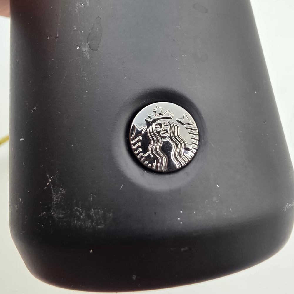 Starbucks Matte Black Stainless Steel Travel Tumbler 20oz Silver Siren Logo P1 - Picture 10 of 16